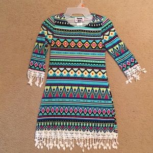 Girls multi color dress with Aztec looking designs